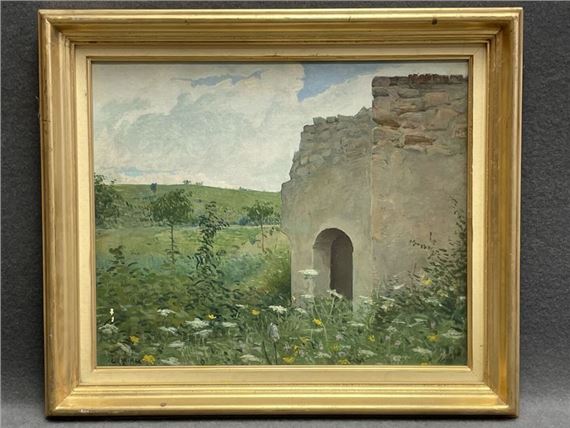 Ruins in a field by Léon Giran-Max