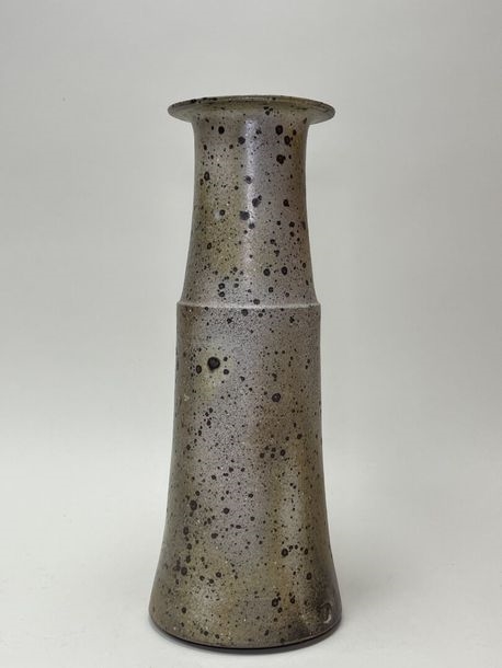 Artwork by Robert Deblander, Large stoneware vase with beige enamel, Made of Stoneware
