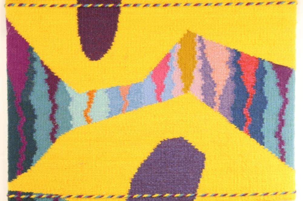 Artwork by Monica Setziol Phillips, CARVED MAHOGANY AND WOOL, Made of Carved Mahogany And Woven Wool Tapestry