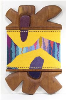 CARVED MAHOGANY AND WOOL - Monica Setziol Phillips