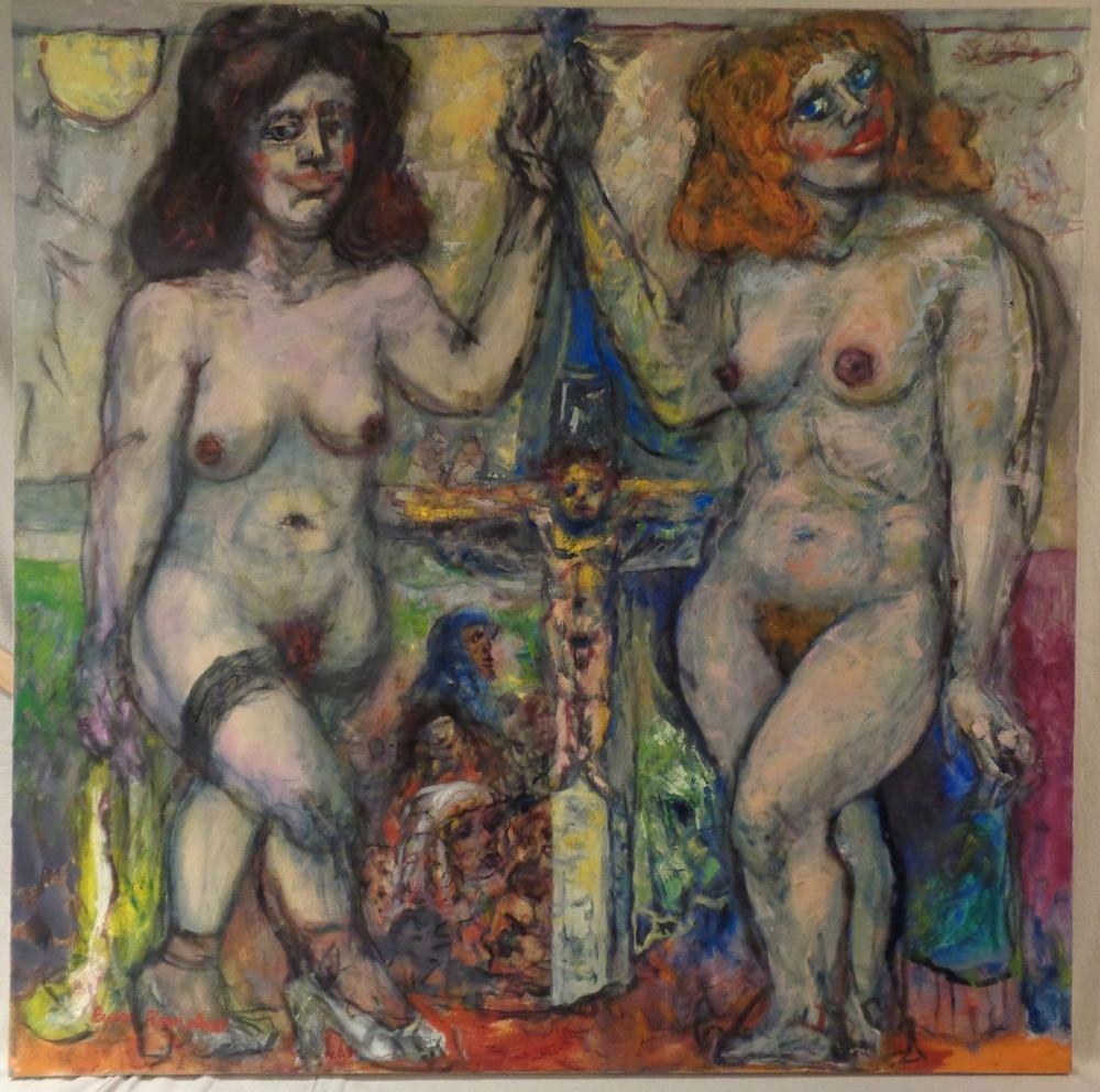 Artwork by Byron Randall, Abstract of Female Nudes, Made of Oil On Canvas