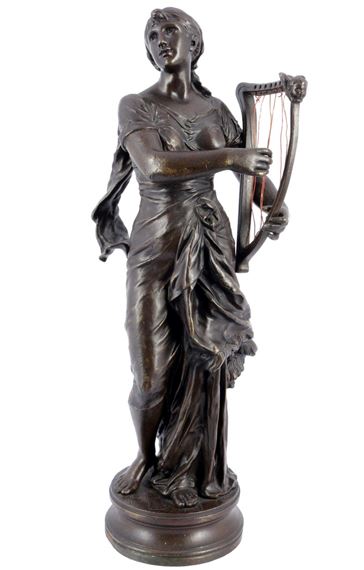 bronze harpist by Adrien Etienne Gaudez