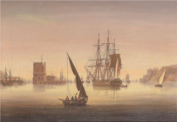 A British man of war off Belem Castle - Thomas Buttersworth