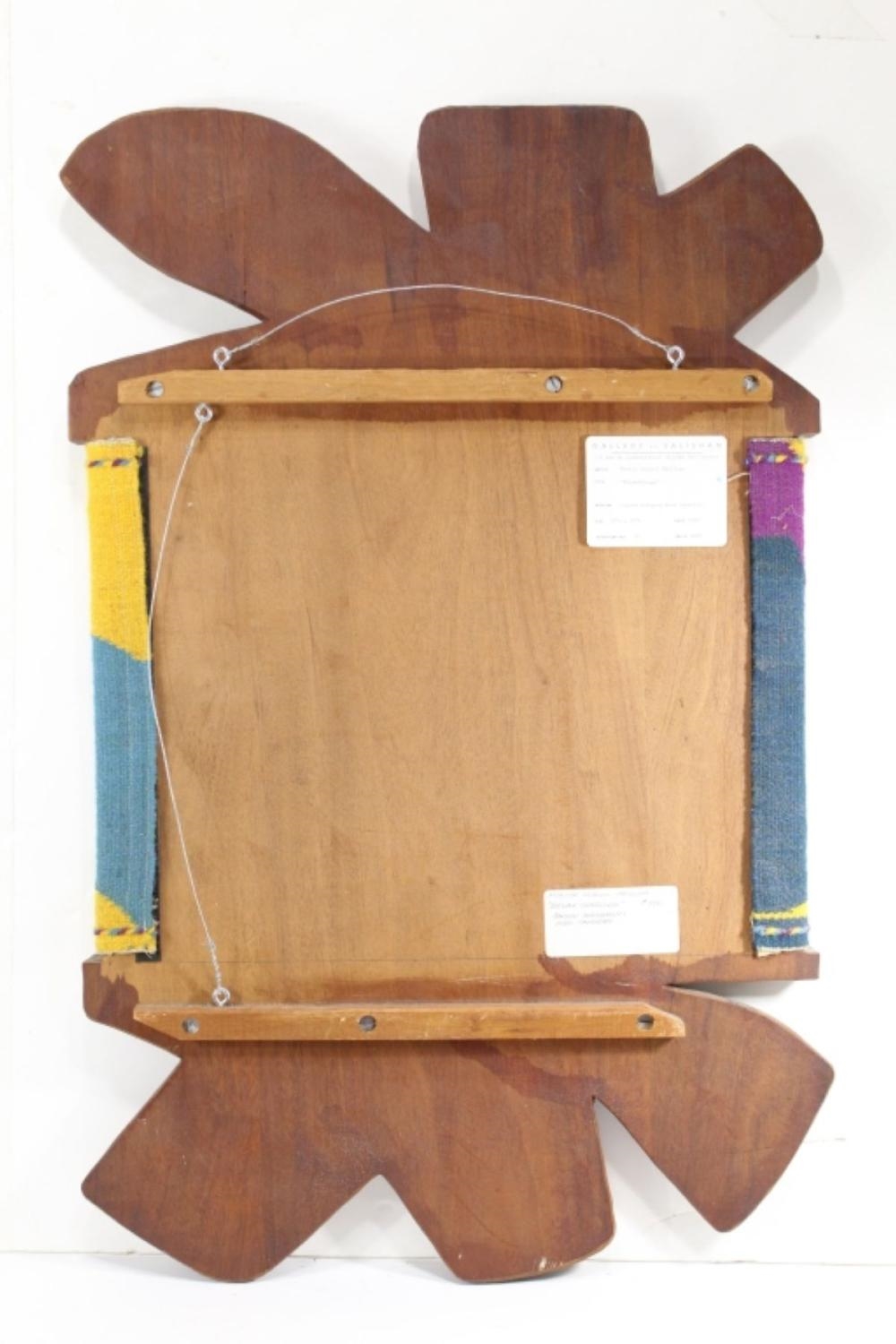 Artwork by Monica Setziol Phillips, CARVED MAHOGANY AND WOOL, Made of Carved Mahogany And Woven Wool Tapestry