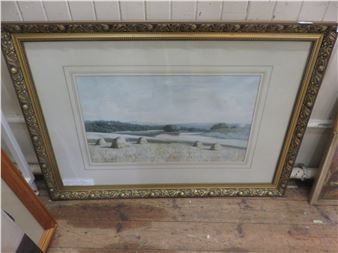 Haystacks by River - George Gordon Burr