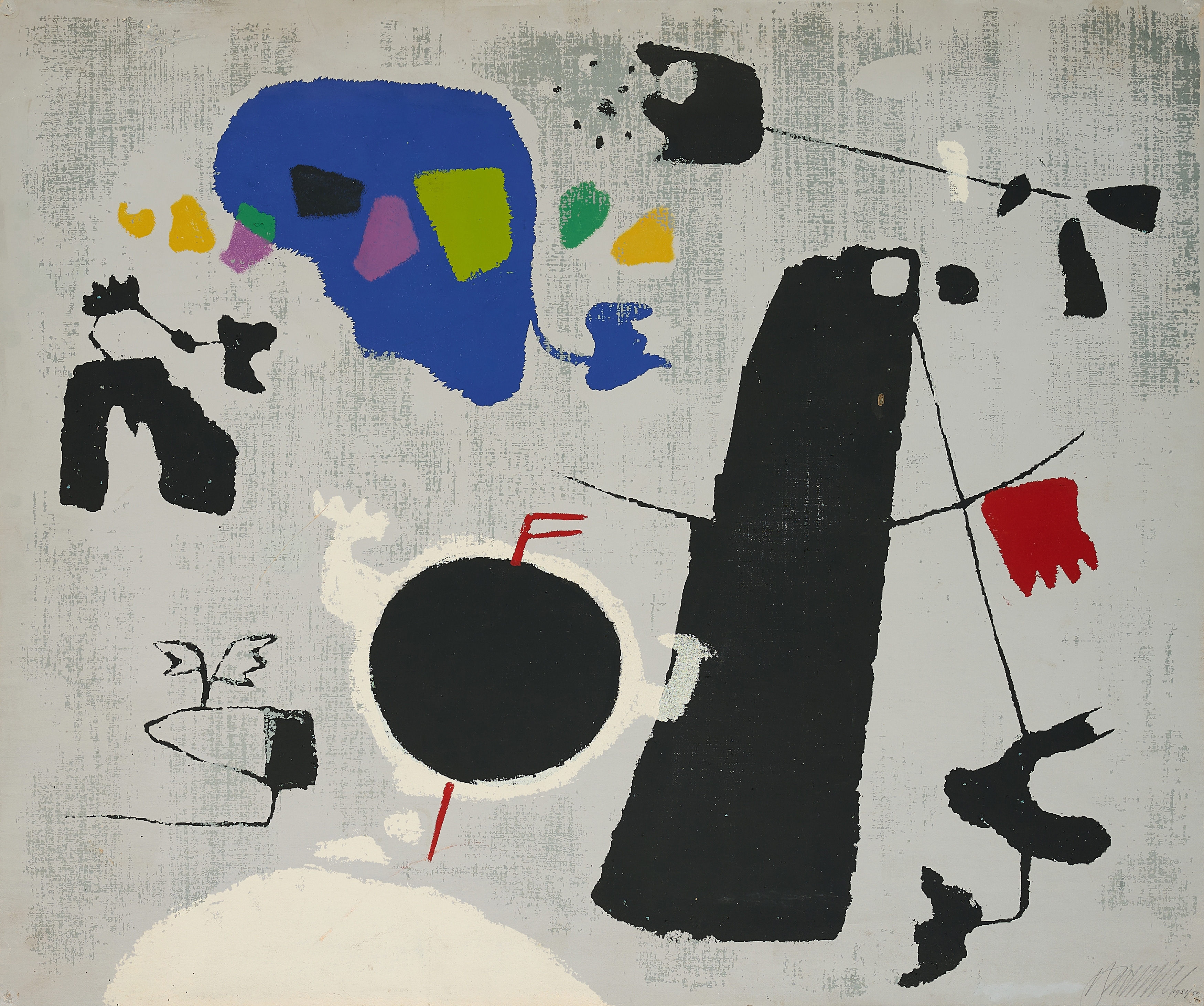 Artwork by Willi Baumeister, Kosmische Geste, Made of Colour Silkscreen With Some Colours Applied By Hand On Thin Card