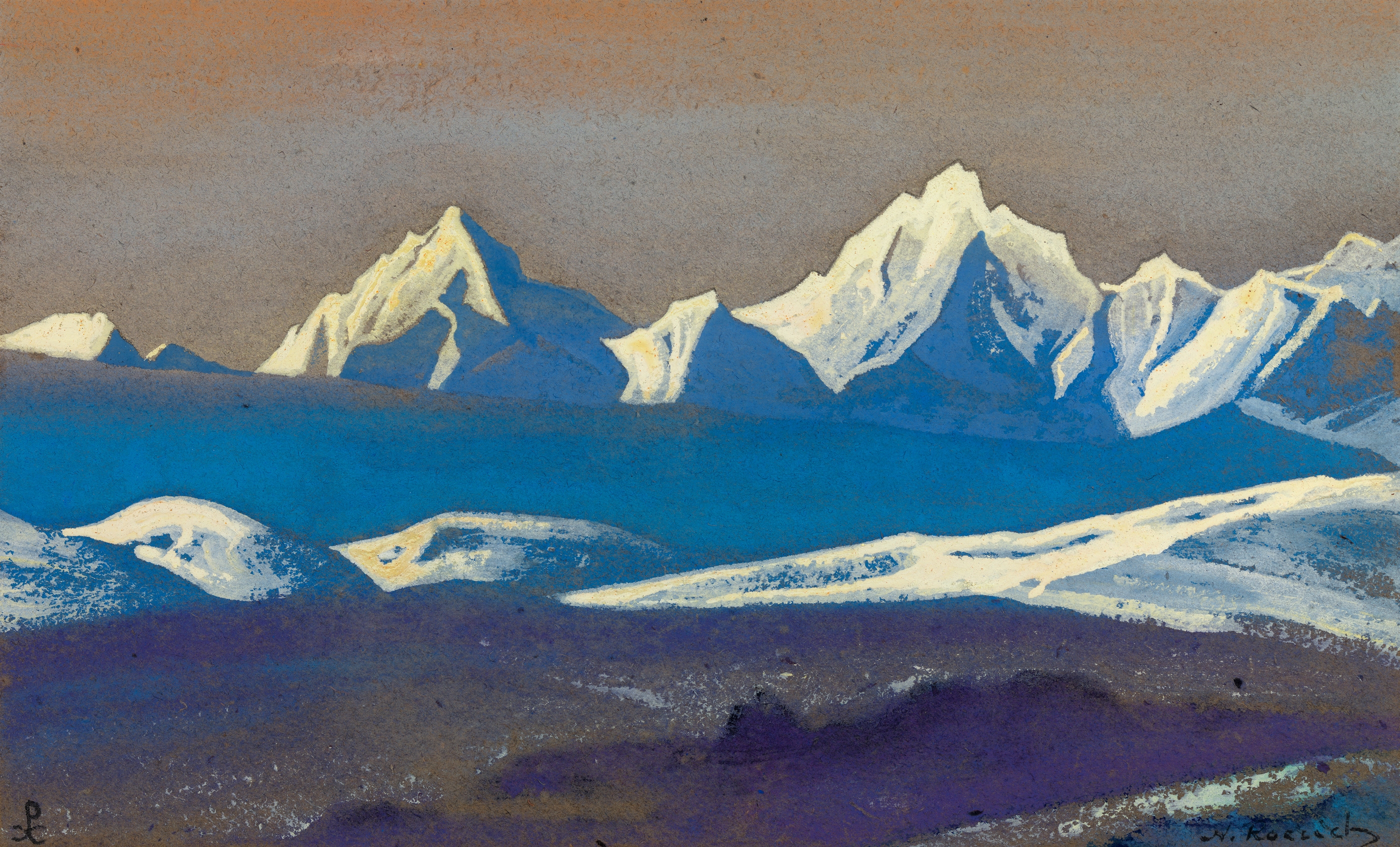 Artwork by Nicholas Roerich, Qaraqorum (Karakoram, Made of Tempera on card
