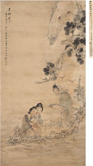 THREE AUNTS SENDING A CHILD by Shen Xinhai, 1886