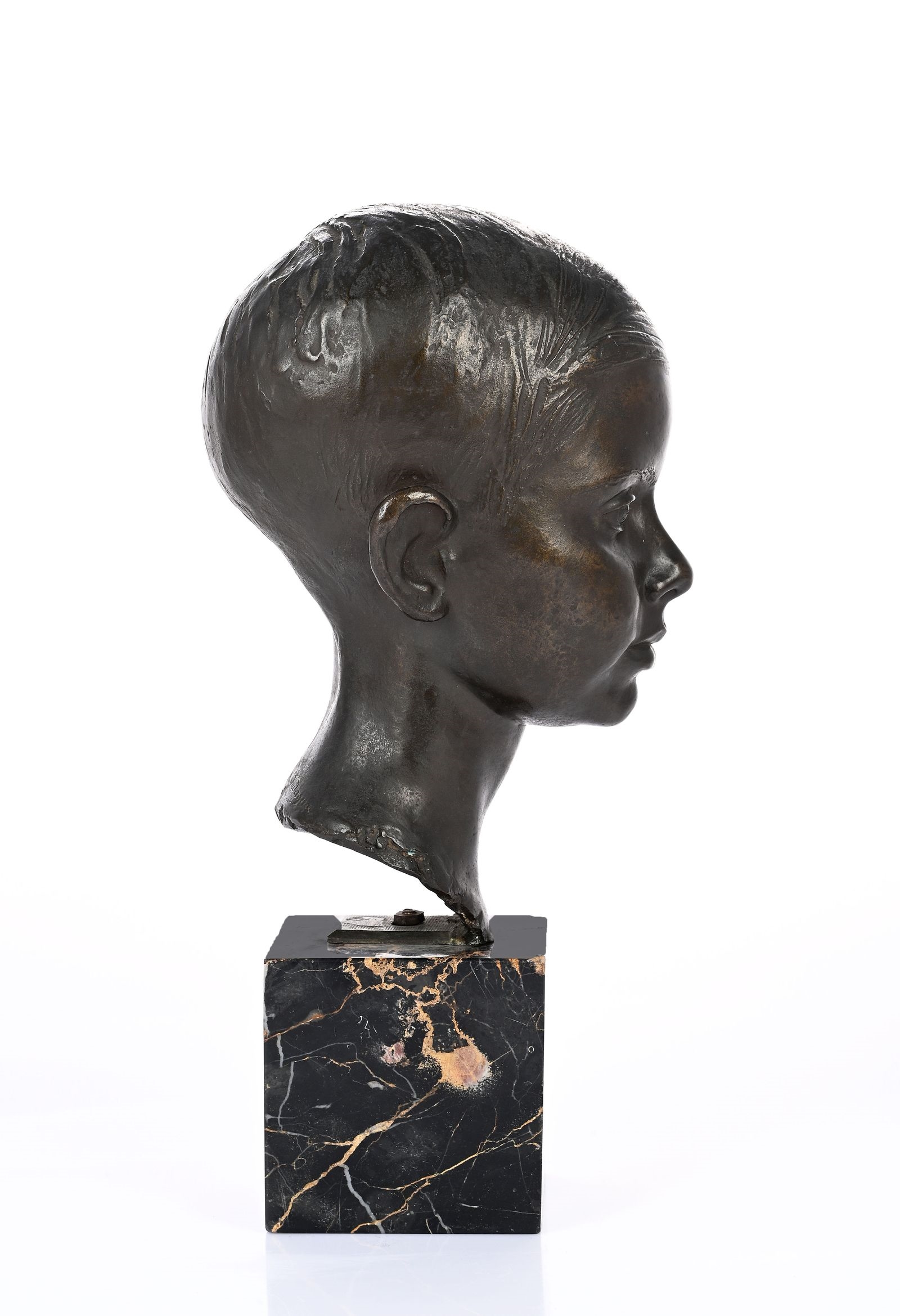 Artwork by Virgilio Audagna, Portrait Bust of a Young Boy, Made of Bronze