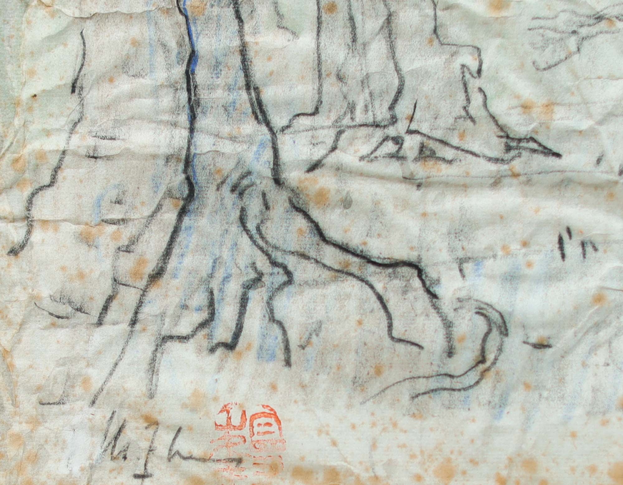 Artwork by Lee Man Fong, Borobudur, Made of Ink And Watercolour On Paper