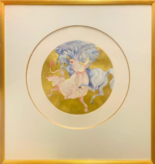Hand colored with hand laid gold leaf serigraph by Guillaume A. Azoulay