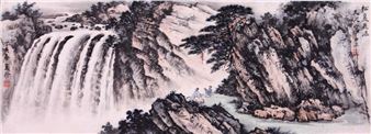 Pine, Rocks and Waterfall - Song Meiling