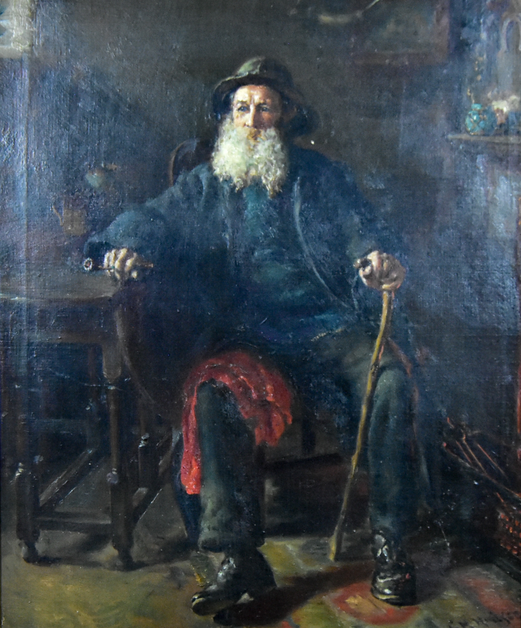 Artwork by Charles Martin Hodges, Jarvey an old Widecombe character, Made of Oil Painting