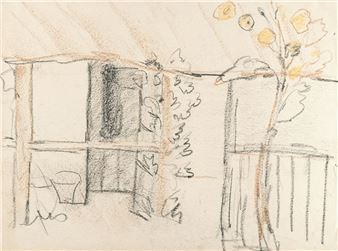 Sonnenblume vor Zigeunerhütte - Otto Müller