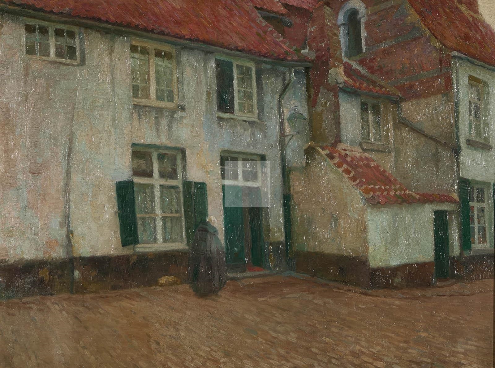 Artwork by Emmanuel Vierin, Béginage en Flandre, Courtrai, Made of oil on canvas