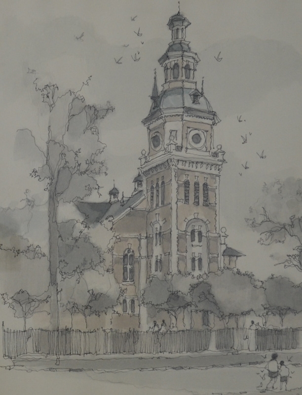 Artwork by Don Adair, The Old Church, Pretoria, '71, Made of Mixed Media