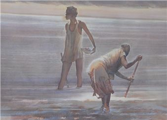 Two Women Gathering Mussels - Izidro Duarte