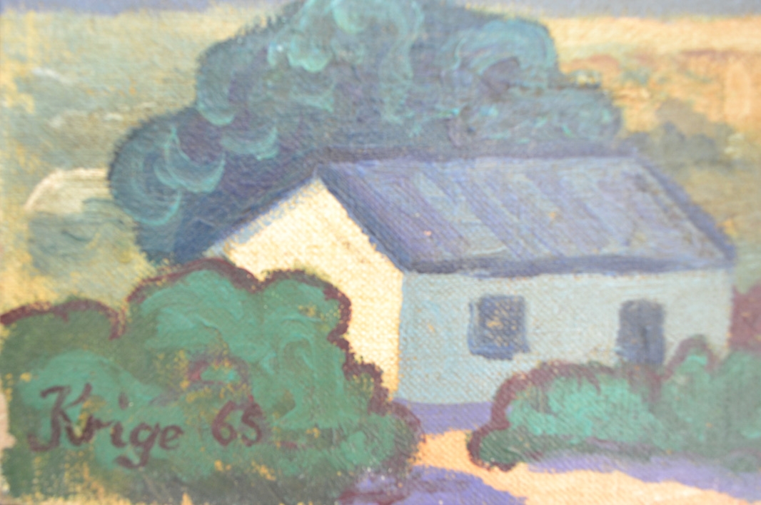 Artwork by Francois Krige, Houses in a Landscape, '65, Made of Oil On Board