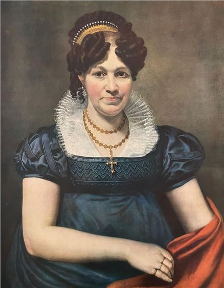 Antonín Machek | Portrait of a Lady in a Blue Dress (1835)