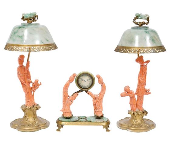 3 Pieces Jade & Coral - Edward I. Farmer