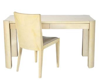 Lacquered Goatskin Desk & JMF Chair - Karl Springer