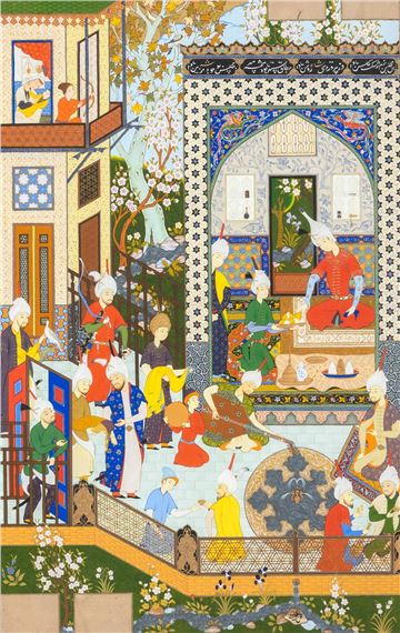 A fine miniature painting in the Safavid style - Persian School, 19th Century