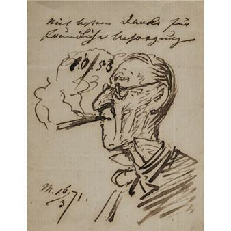 Self-portrait, smoking - Franz Graf von Pocci