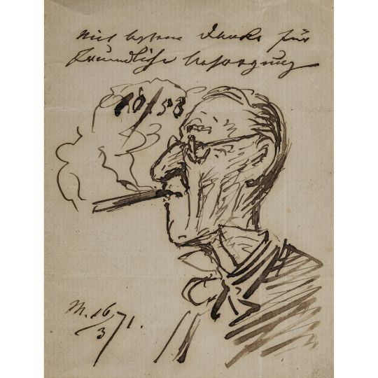Self-portrait, smoking - Franz Graf von Pocci