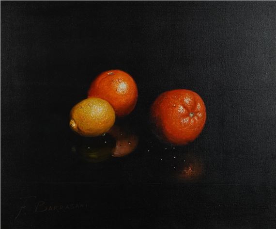 Still life oranges and lemon by F. Barrasani, 20th century