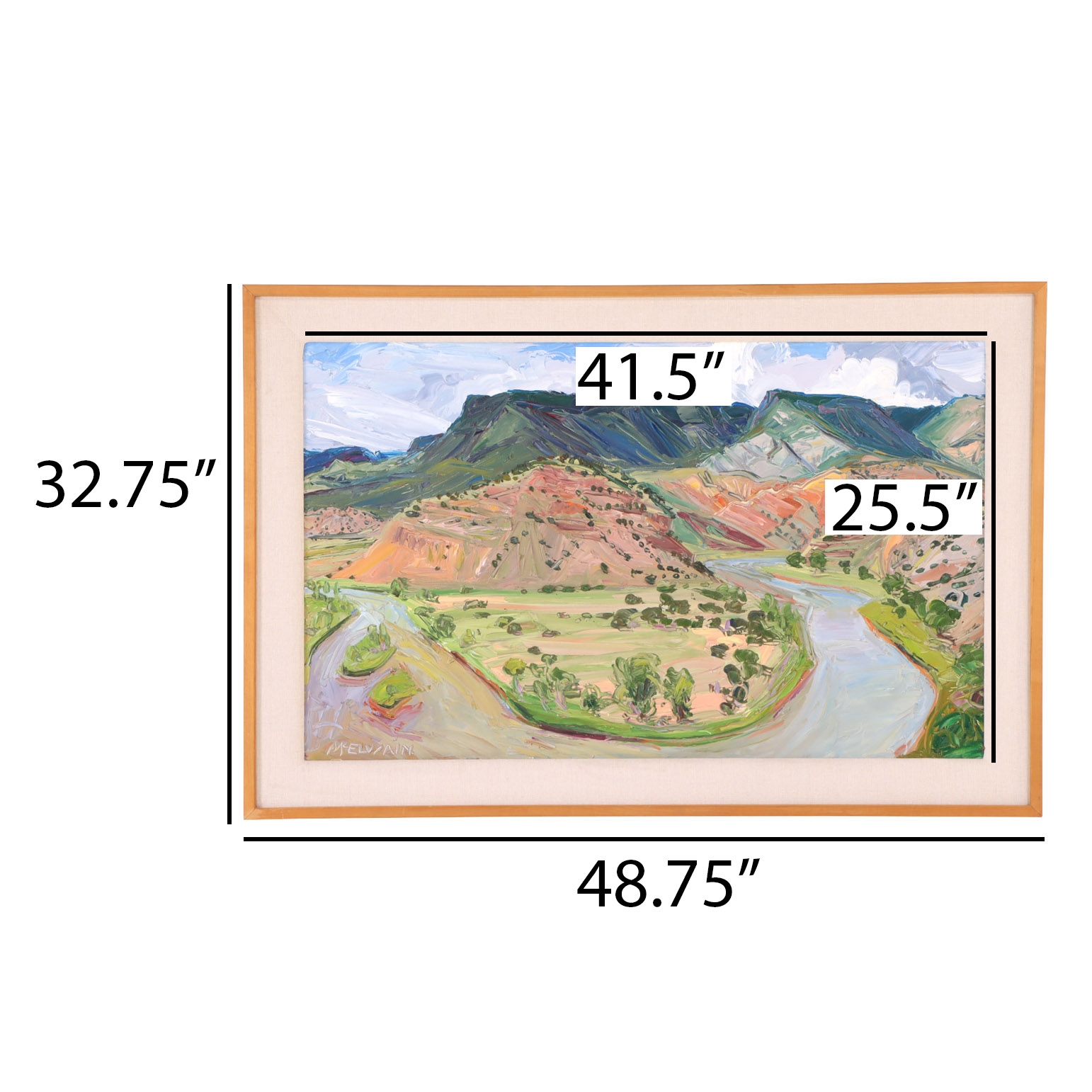 Artwork by Louisa McElwain, Chama River & Abiquiu Red Hlls, Made of Oil On Canvas