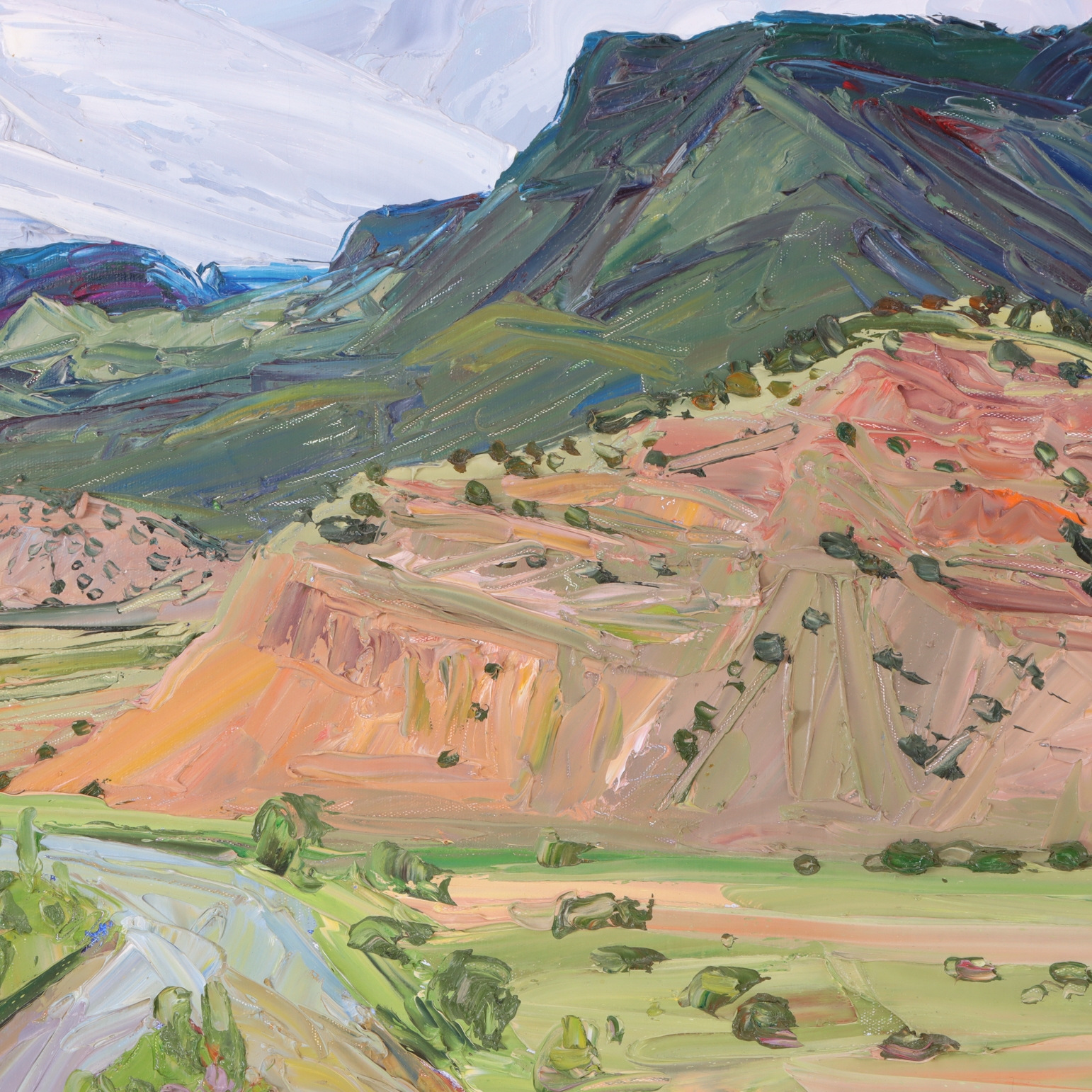 Artwork by Louisa McElwain, Chama River & Abiquiu Red Hlls, Made of Oil On Canvas
