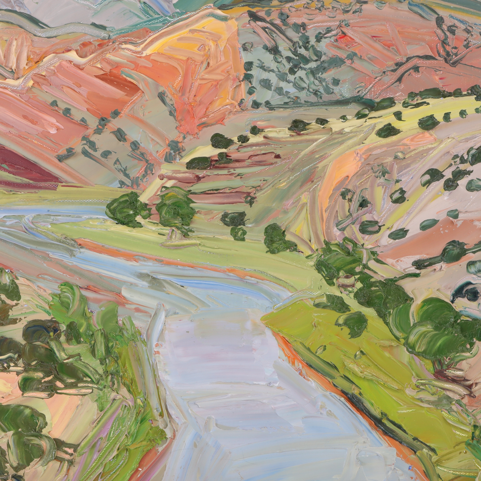 Artwork by Louisa McElwain, Chama River & Abiquiu Red Hlls, Made of Oil On Canvas