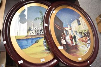 Middle Eastern scene watercolours - S.broadbent