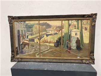 'Vue de village animée' - Alfred Martin