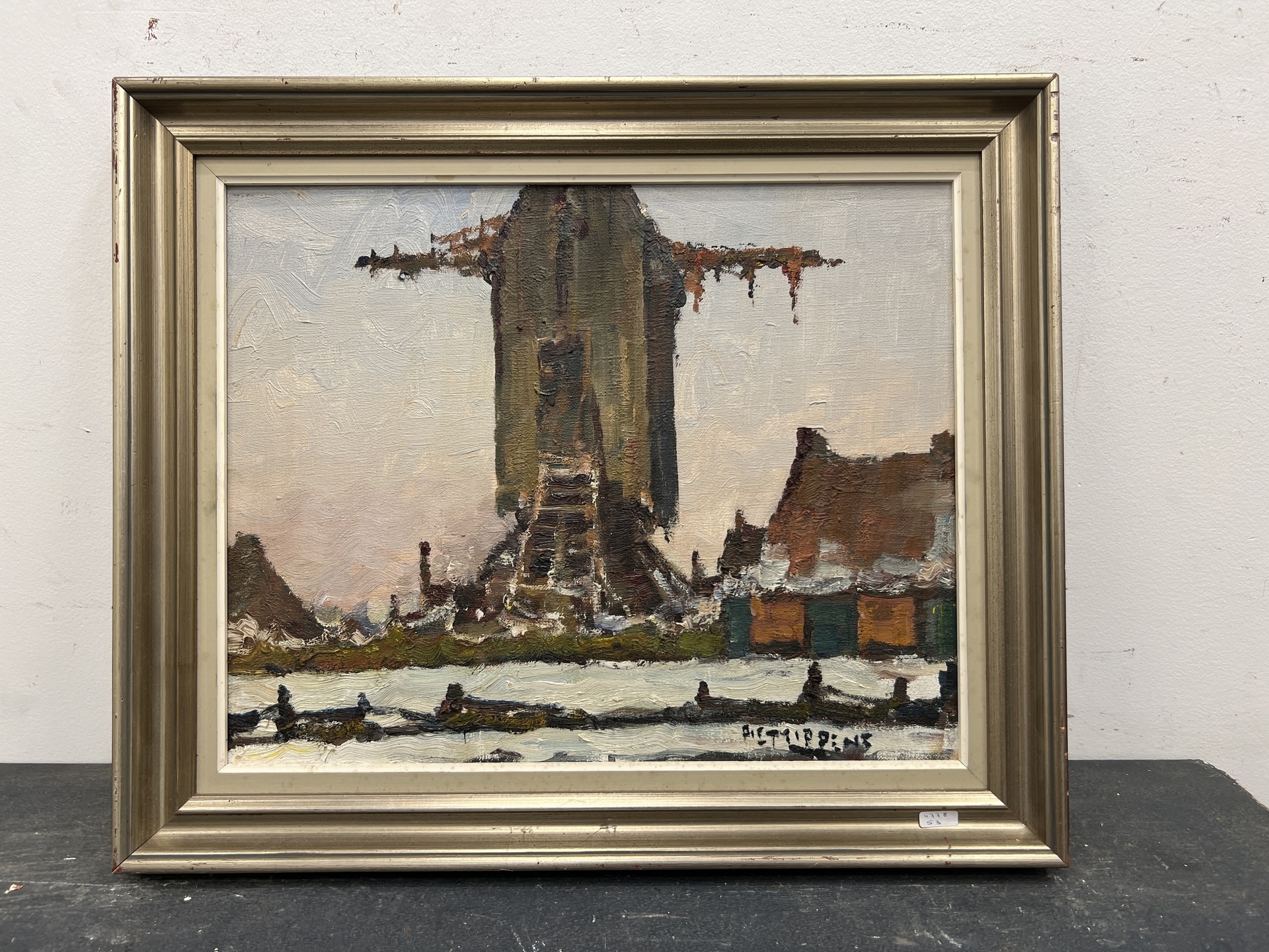 Artwork by Piet Lippens, "Paysage avec moulin", Made of oil on canvas