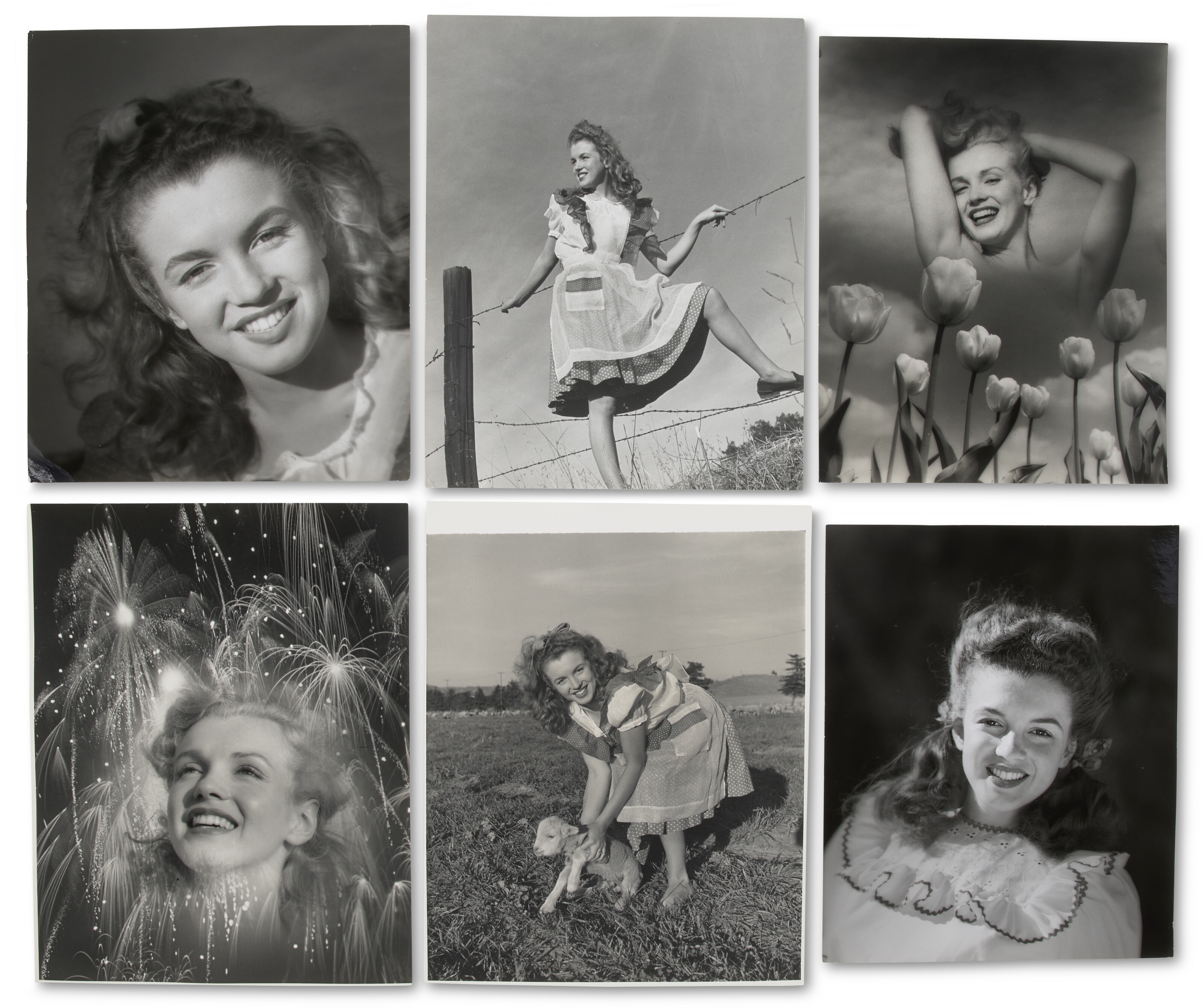 Artwork by Andre de Dienes, A GROUP OF SEVEN MARILYN MONROE PHOTOGRAPHS (ALL PSA/DNA &quot;TYPE II&quot;), Made of photographs