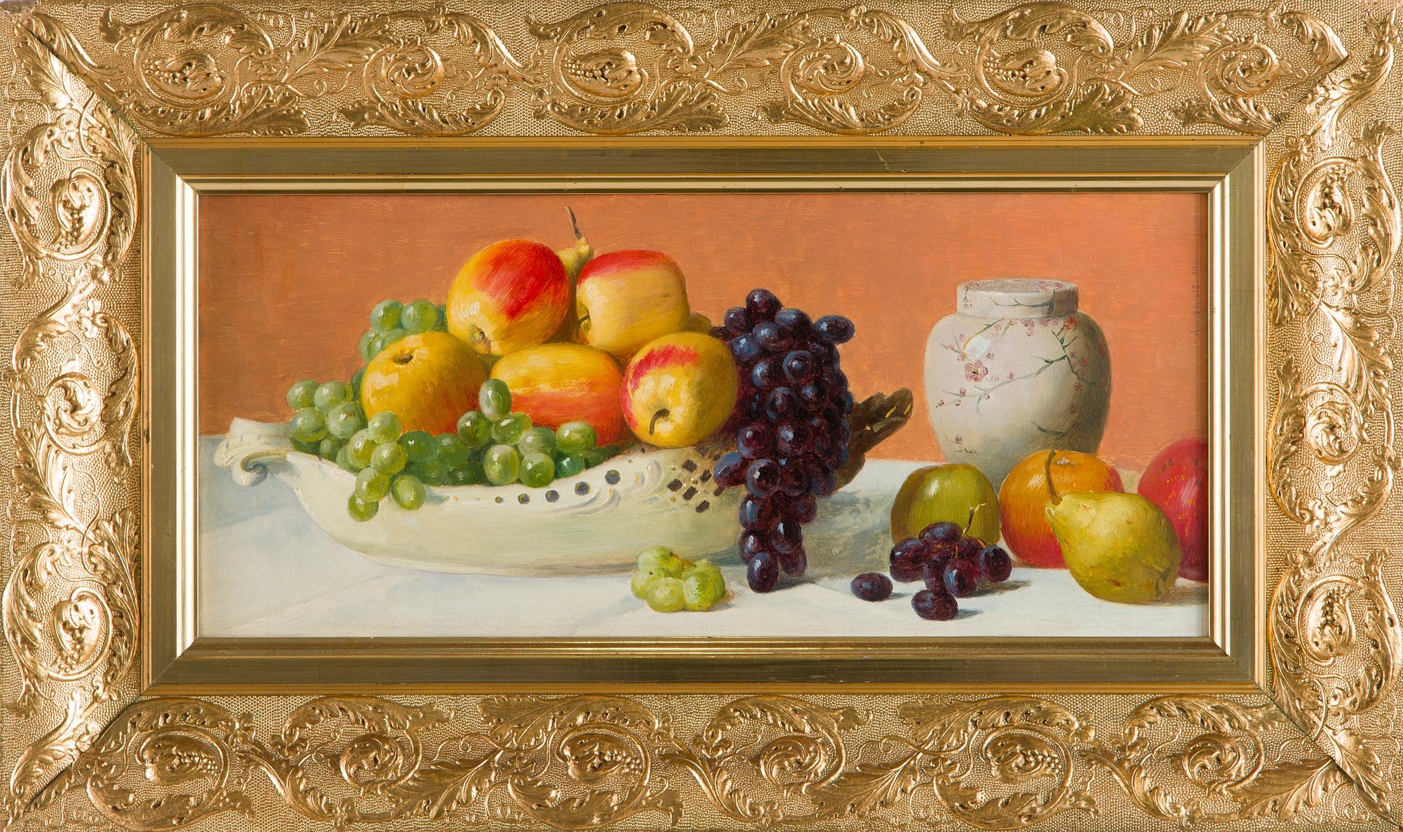 Artwork by Arvid Liljelund, Still Life with Fruits, Made of Oil On Panel
