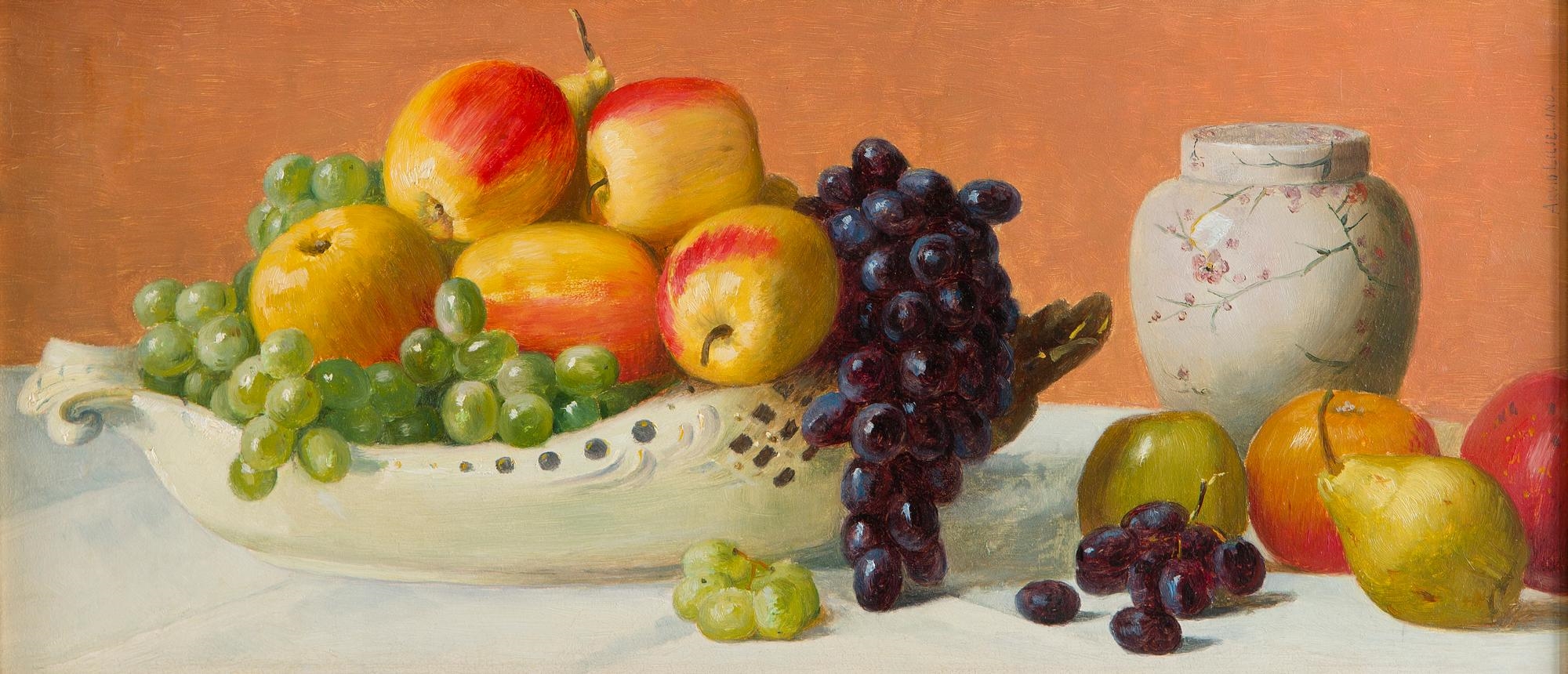 Artwork by Arvid Liljelund, Still Life with Fruits, Made of Oil On Panel