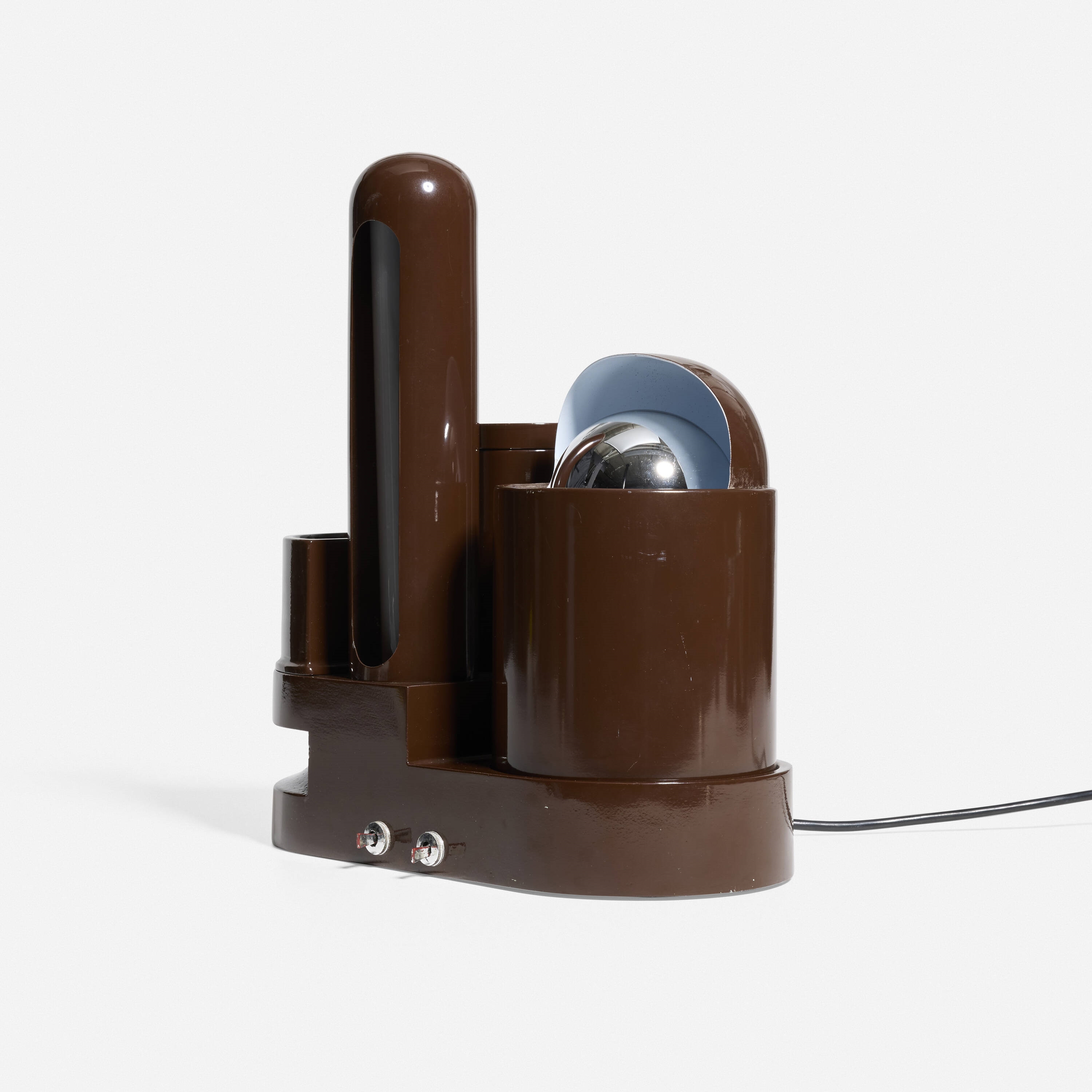 Artwork by Gae Aulenti, Rimorchiatore table lamp, Made of Enameled Aluminum, Plastic, Glazed Stoneware, Enameled Metal