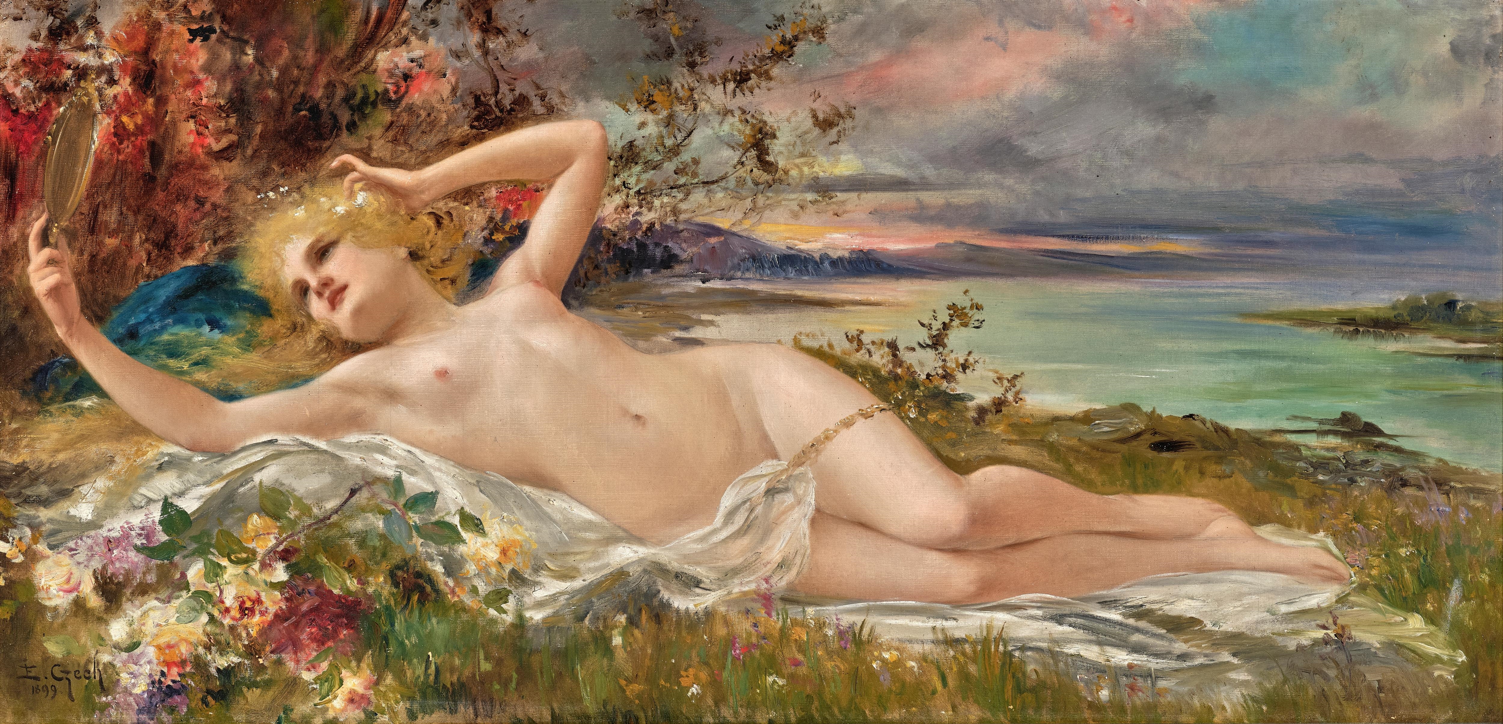 Artwork by Emil Czech, Venus mit Spiegel, Made of oil on canvas