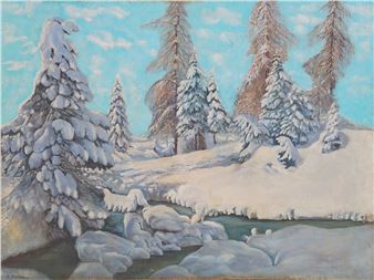 Tannen in verschneiter Landschaft - Ernst Kolbe