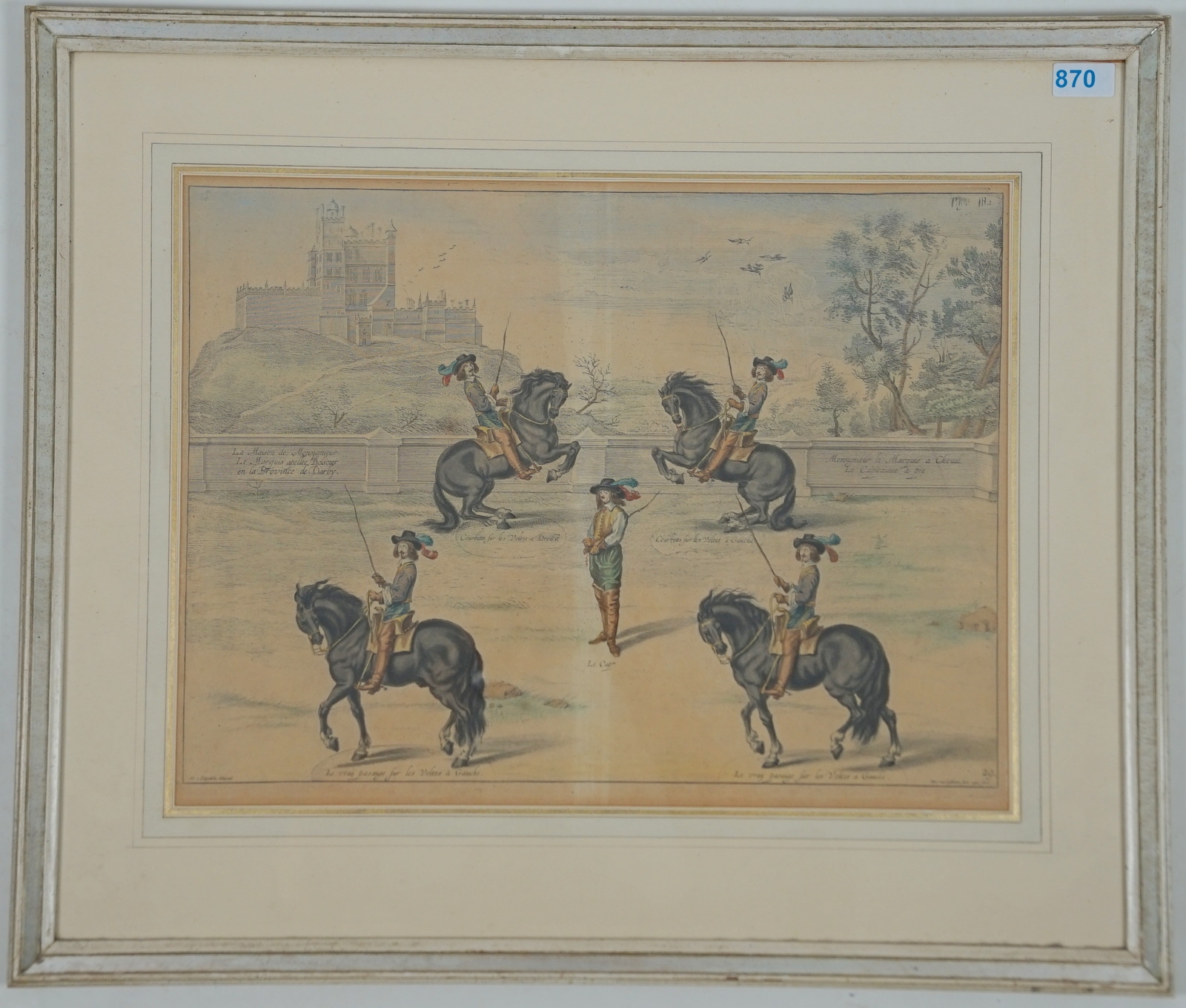 Artwork by Abraham van Diepenbeeck, Le Marquis a Cheval et le Capitainne, Made of Kupferstich / Farbaquatinta Auf Papier