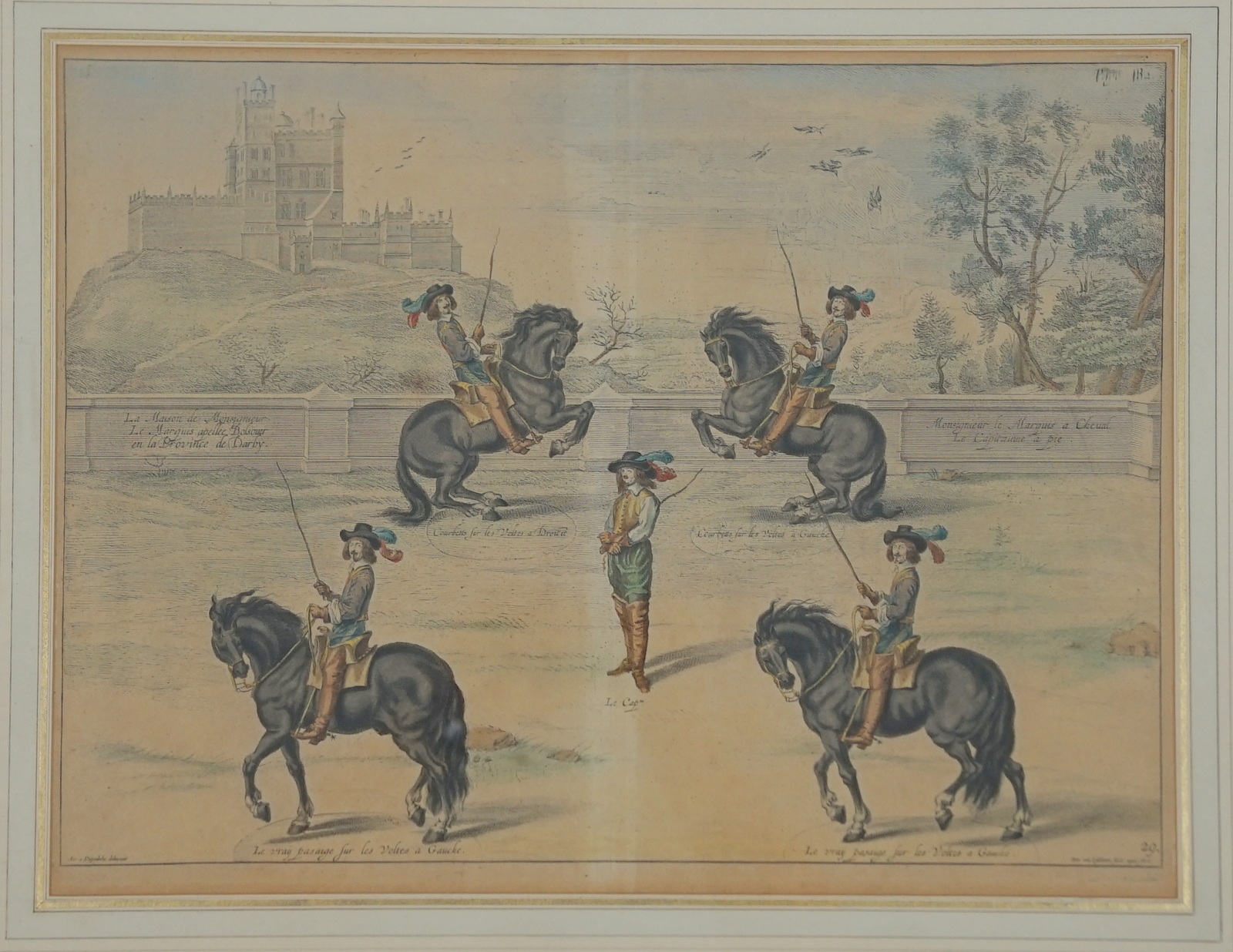 Artwork by Abraham van Diepenbeeck, Le Marquis a Cheval et le Capitainne, Made of Kupferstich / Farbaquatinta Auf Papier