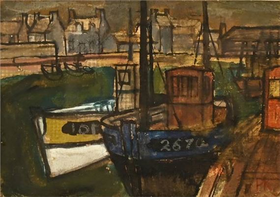 Fishing Boats Breven Harbour August 1964 - Percy Kelly