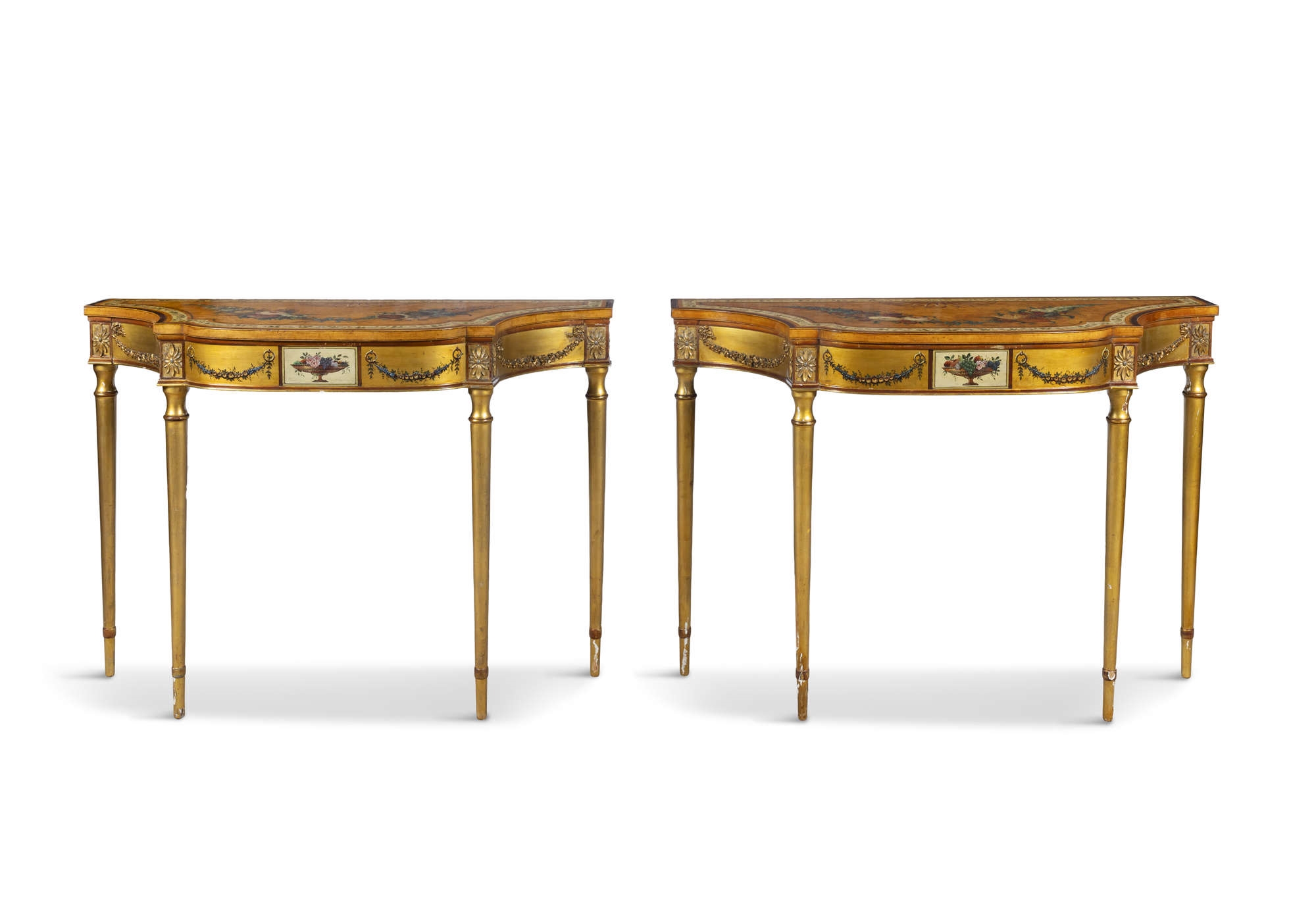 Artwork by George Seddon, A FINE PAIR OF SIDE TABLES, Made of Satinwood