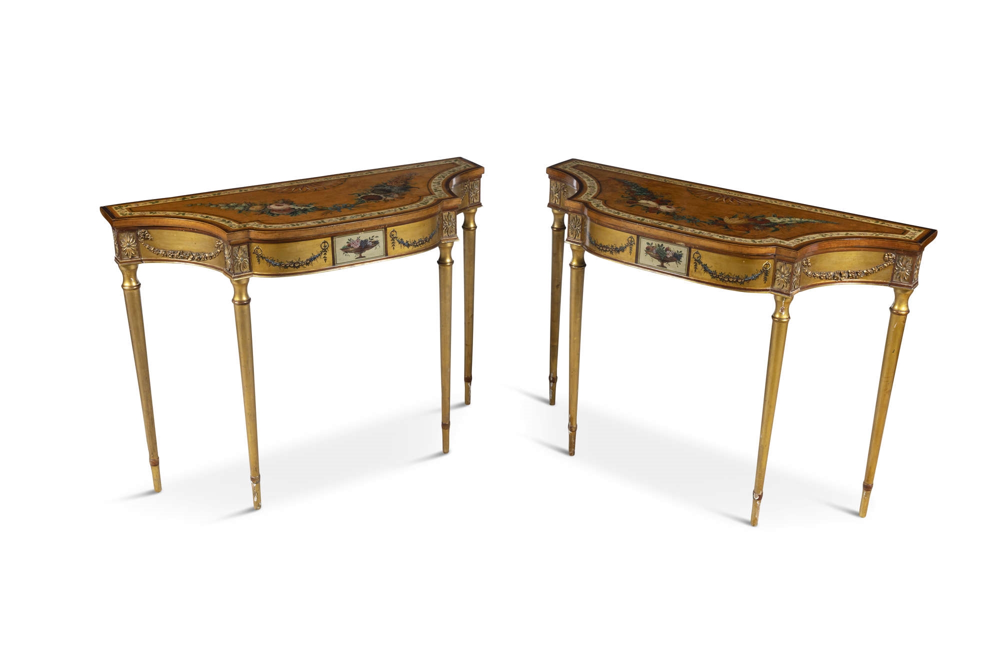 Artwork by George Seddon, A FINE PAIR OF SIDE TABLES, Made of Satinwood