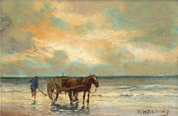 Paardenwagen bij zee - Hendrik Willem Mesdag