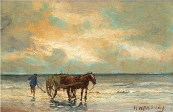 Paardenwagen bij zee - Hendrik Willem Mesdag
