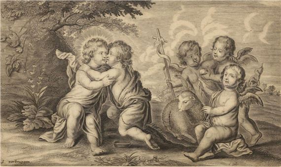 Jan Verbruggen | Jezus en Johannes de Doper als kinderen omhelzen ...
