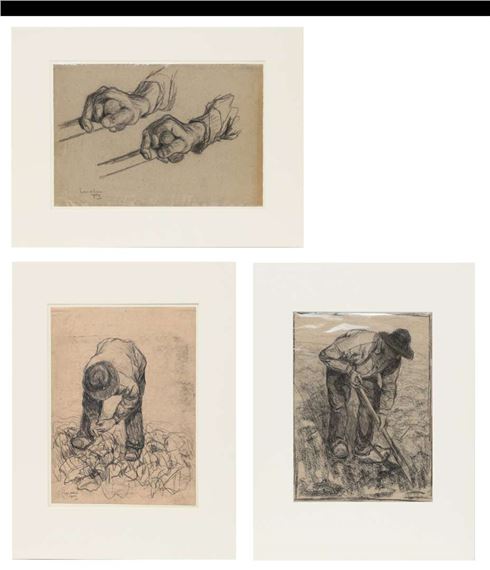 Landwerkers en studie van handen - Jan Adam Zandleven